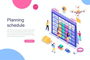 Banner image of Premium Planning Schedule Isometric Concept  Free Download