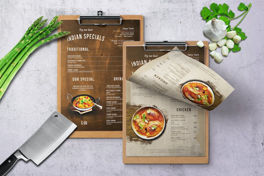 Premium Indian A4 US Letter Single Page Food Menu  Free Download