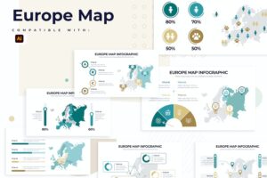 Banner image of Premium Education Europe Map Illustrator Infographics  Free Download