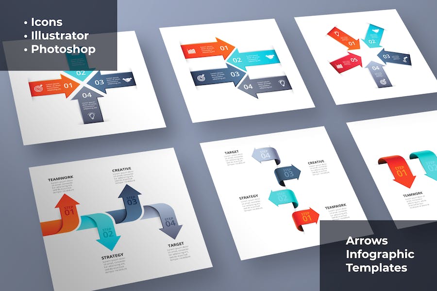 Premium Arrows Infographics Templates  Free Download