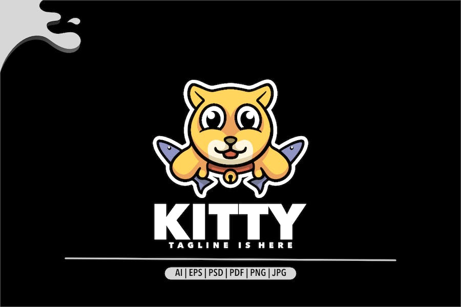 Premium Cat and Fish Logo  Free Download