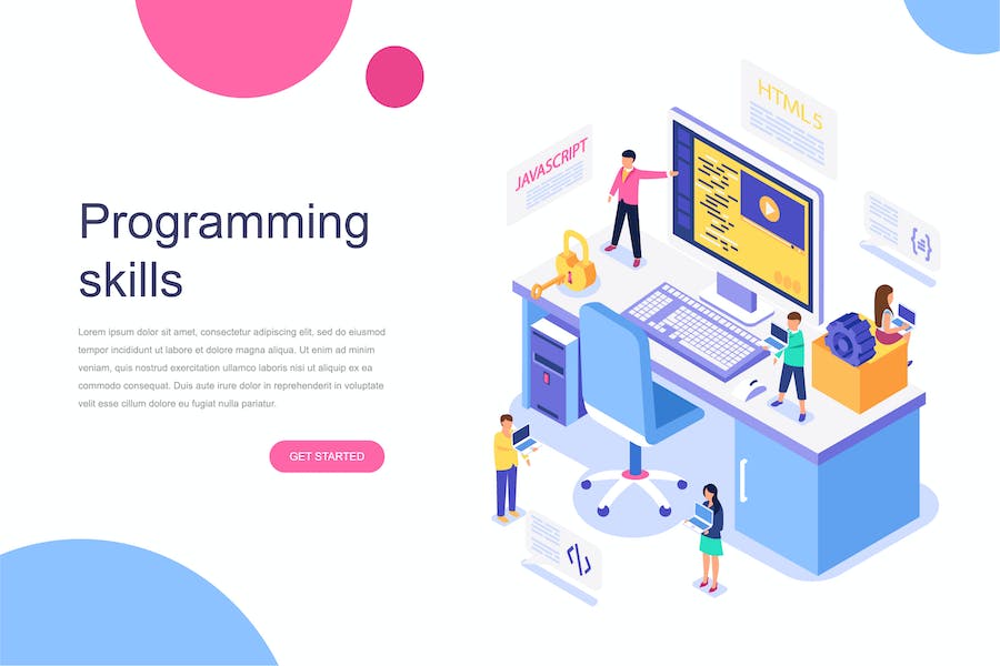 Premium Programming Skills Isometric Concept  Free Download