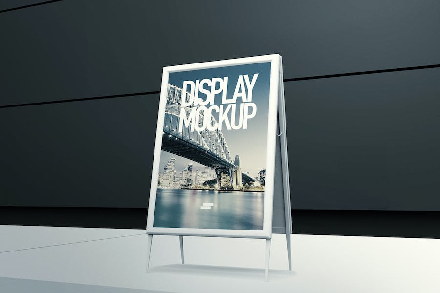 Premium 3D Display Banner Outdoor Mock-up  Free Download