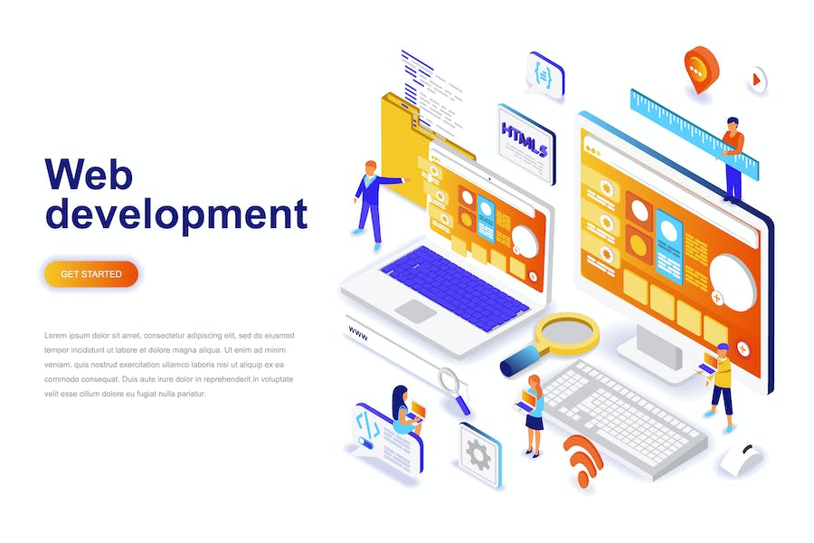 Premium Web Development Isometric Concept  Free Download