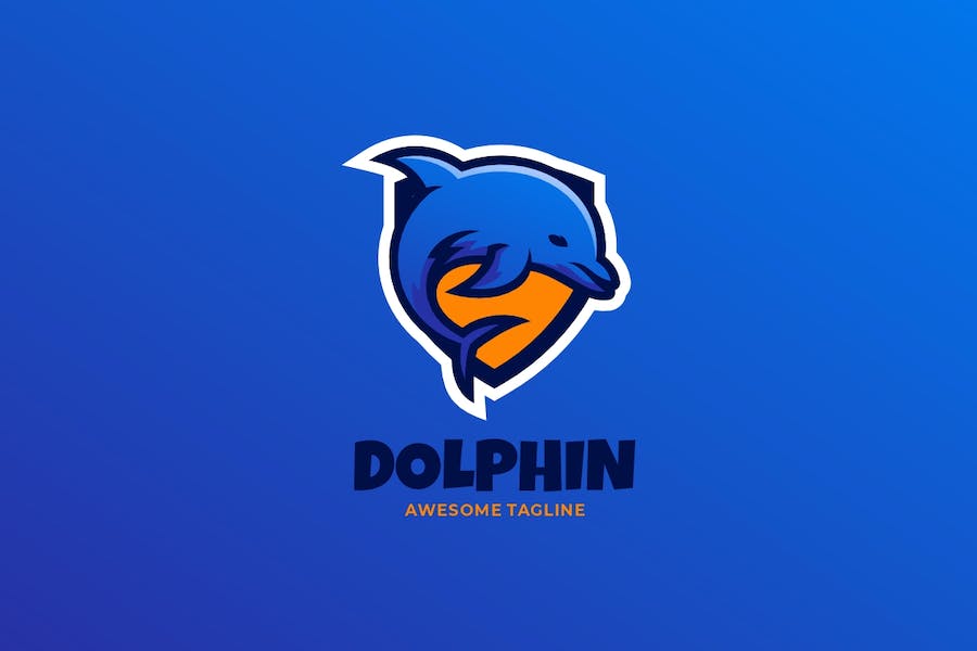Premium Dolphin Simple Mascot Logo  Free Download