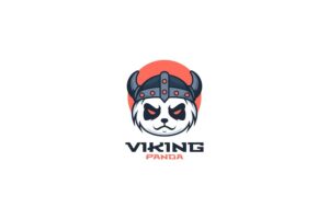 Banner image of Premium Viking Panda Mascot Cartoon Logo  Free Download