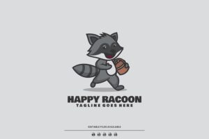 Banner image of Premium Happy Raccoon Mascot Cartoon Logo  Free Download