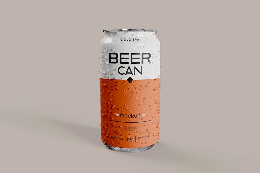 Premium Beer or Soda Cans With Drops Mockup  Free Download