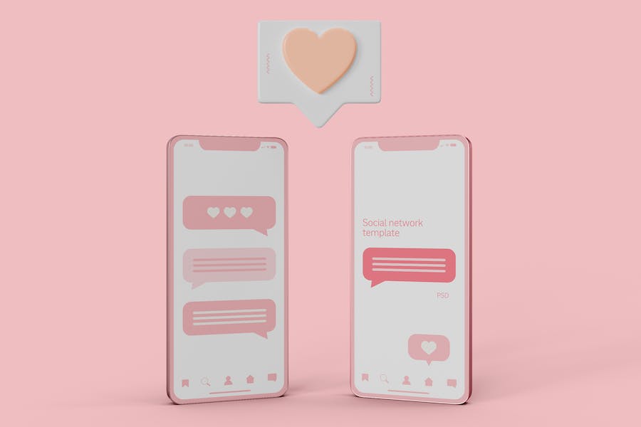 Premium Smartphone with Notification Bubbles Mockup  Free Download