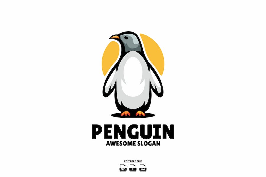 Premium Penguin Mascot Design Logo  Free Download