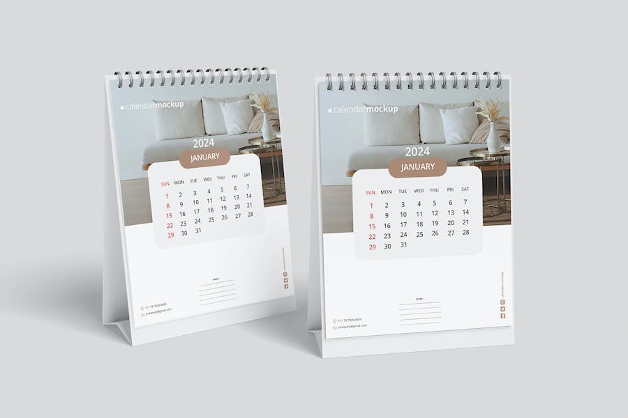 Premium Desk Calendar Mockup  Free Download