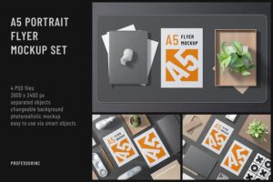 Banner image of Premium A5 Portrait Flyer Mockup Set  Free Download