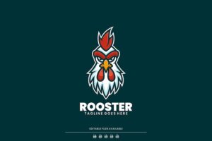 Banner image of Premium Rooster Simple Mascot Logo  Free Download