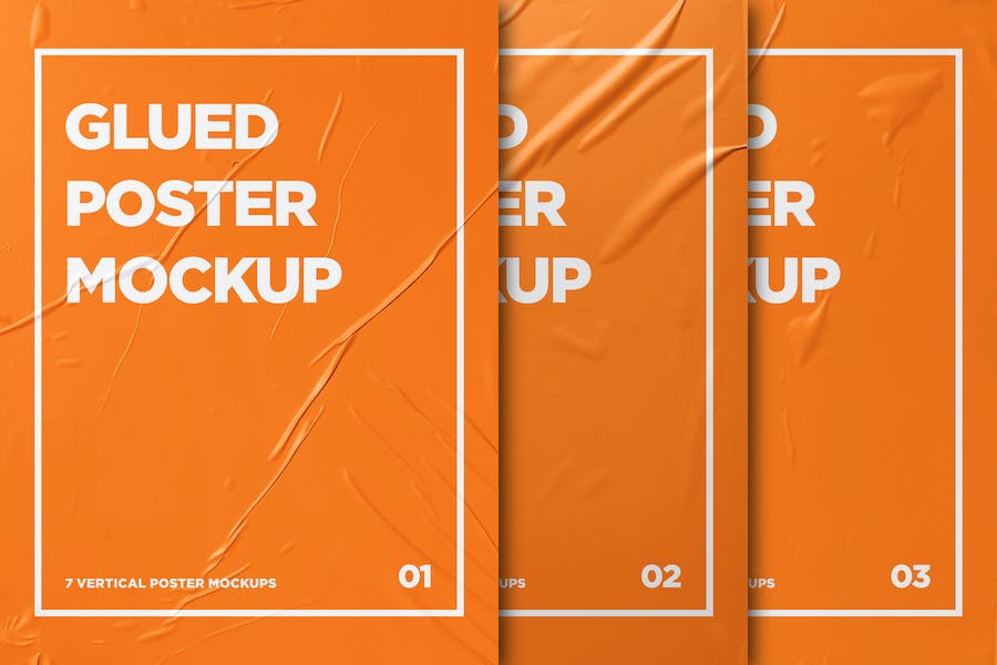 Premium Vertical Glued Poster Mockup Pack  Free Download