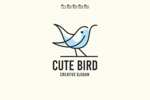 Banner image of Premium Cute Bird Line Art Logo Template  Free Download