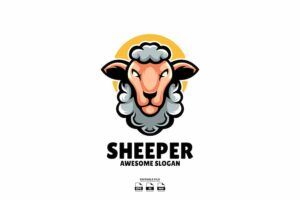 Banner image of Premium Sheep Head Mascot Design Logo  Free Download