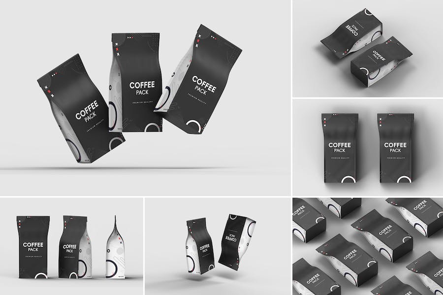 Premium Coffee Bag Packet Mockups  Free Download