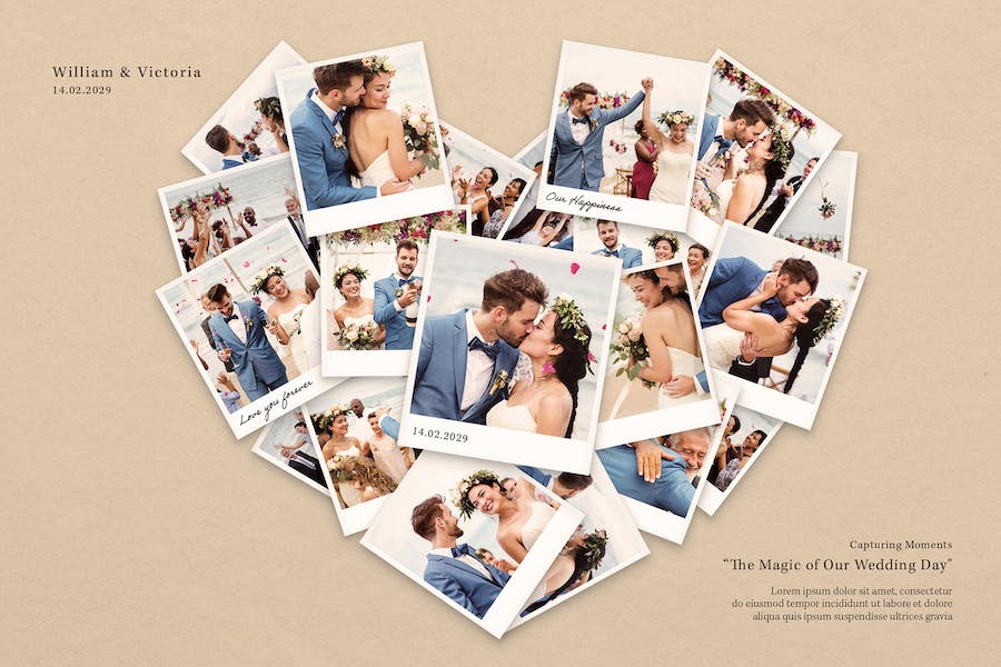Premium Love Heart Photo Collage Template  Free Download