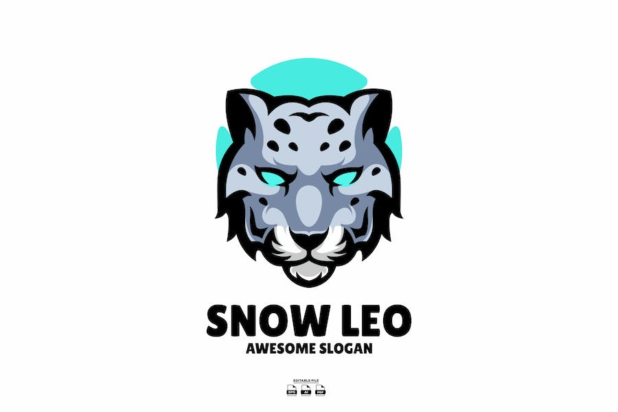 Premium Snow Leopard Head Mascot Logo  Free Download