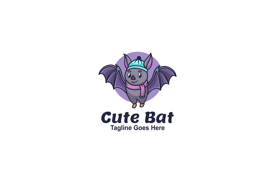 Premium Cute Bat Mascot Cartoon Logo  Free Download