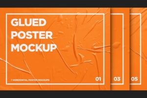 Banner image of Premium Horizontal Glued Poster Mockup Pack  Free Download