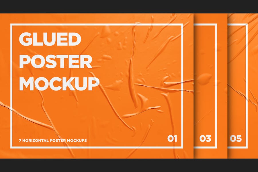 Premium Horizontal Glued Poster Mockup Pack  Free Download