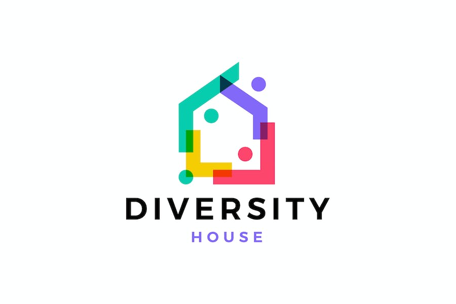 Premium Diverse Diversity People House Logo  Free Download