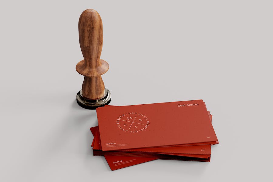 Premium Business Card with Stamp Mockup  Free Download