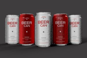 Banner image of Premium Beer or Soda Cans With Drops Mockup  Free Download
