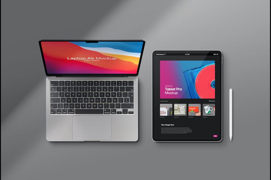 Premium Laptop Air Mockup Tablet Pro Scene  Free Download