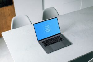 Banner image of Premium Laptop Computer at Home Interior  Free Download