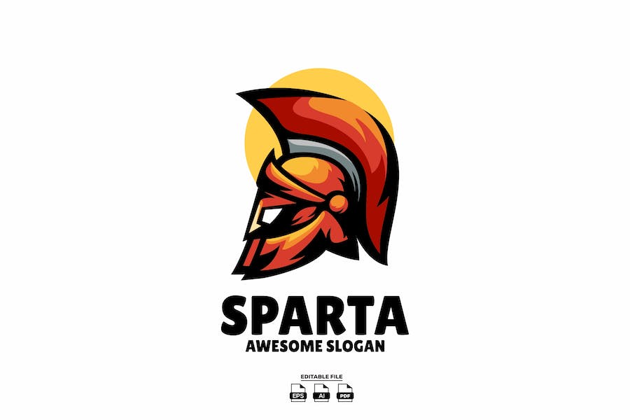 Premium Sparta Mascot Design Logo  Free Download
