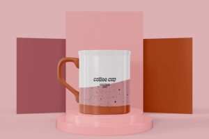 Banner image of Premium Ceramic Mugs on Podium Mockup  Free Download