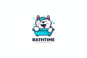 Banner image of Premium Bath Time Mascot Cartoon Logo  Free Download
