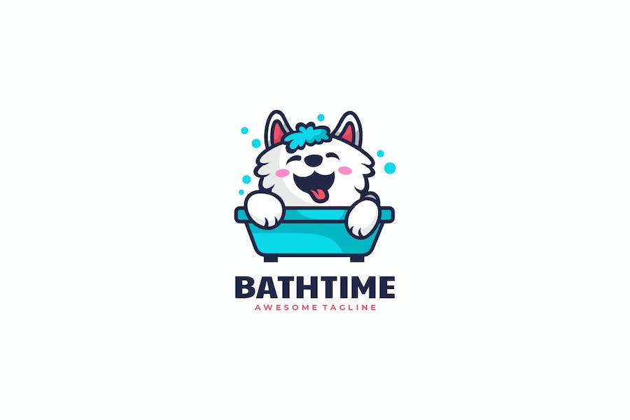 Premium Bath Time Mascot Cartoon Logo  Free Download