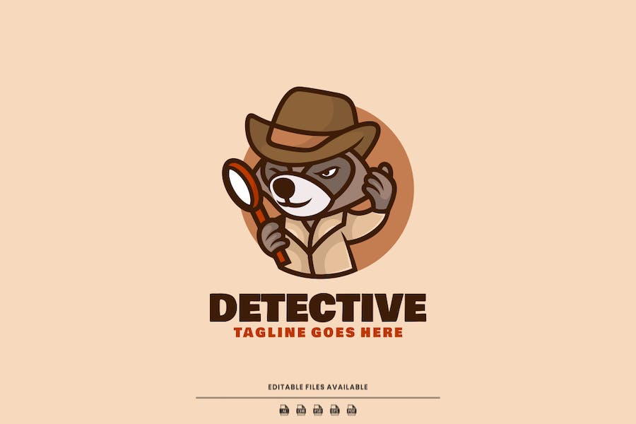 Premium Detective Mascot Cartoon Logo  Free Download