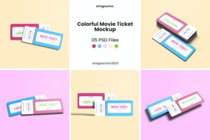 Banner image of Premium Colorful Movie Ticket Mockup  Free Download