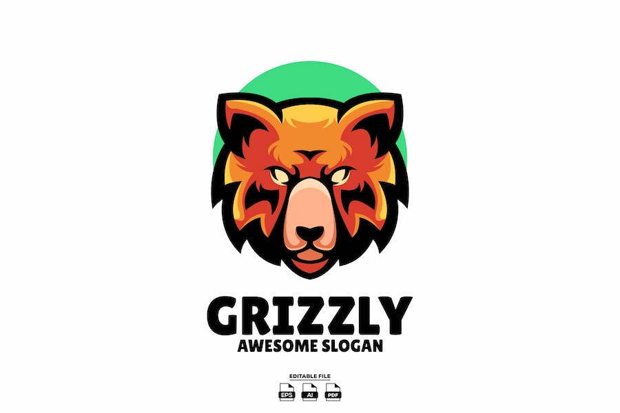 Premium Bear Head Mascot Design Logo  Free Download