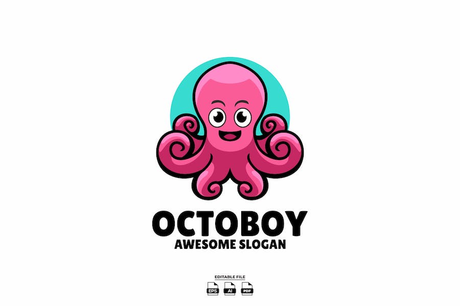 Premium Octopus Mascot Design Logo  Free Download