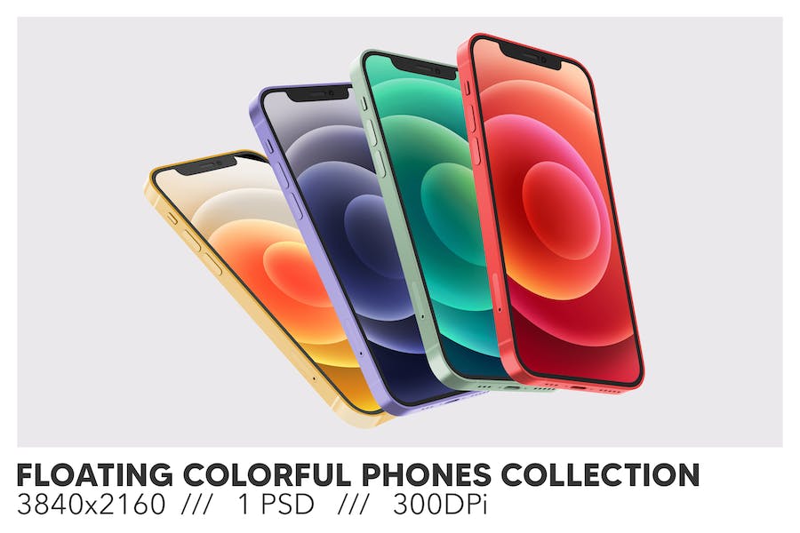 Premium Floating Colorful Phones Collection  Free Download