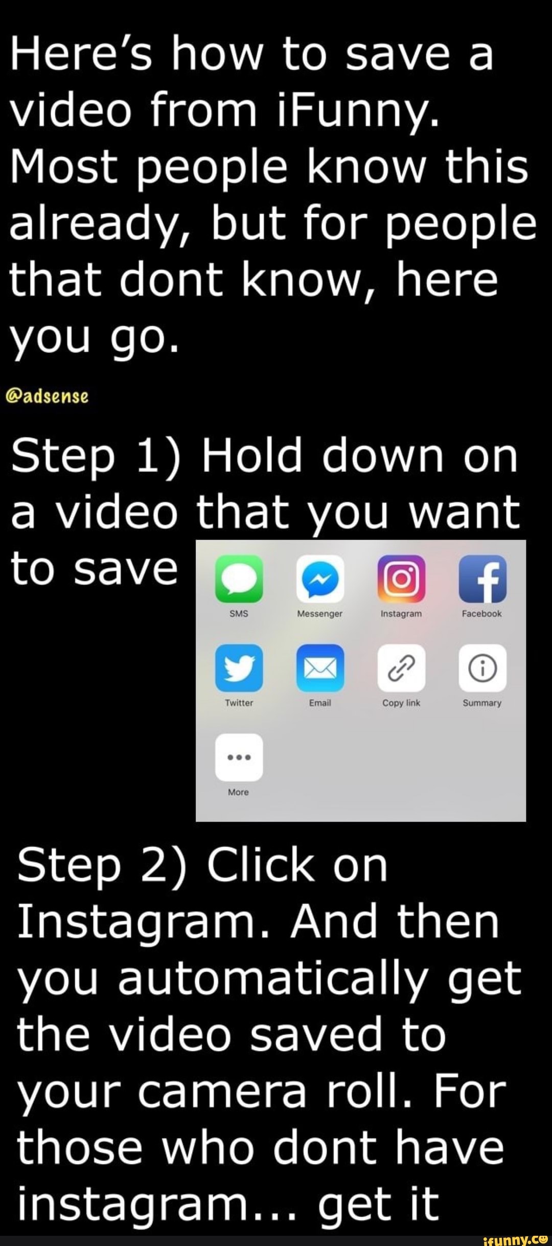 Here's how to save a video from iFunny. Most people know this already, but for people