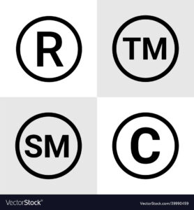 Trademark copyright symbol logo trade mark sign Vector Image