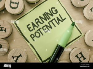 Conceptual hand writing showing Earning Potential. Business photo showcasing Top salary for a particular field or professional job Stock Photo - Alamy