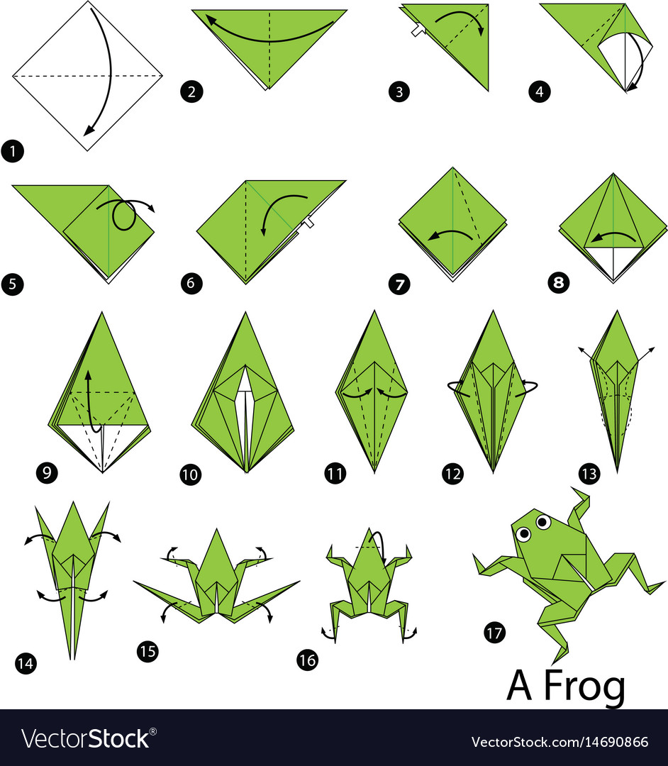 Step by instructions how to make origami Vector Image