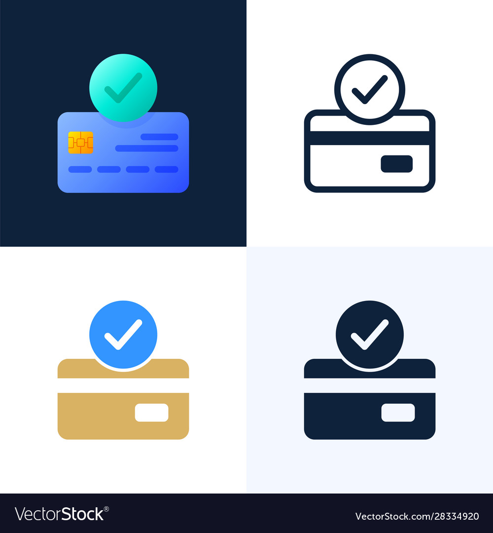 Accepted payment credit card stock icon set Vector Image
