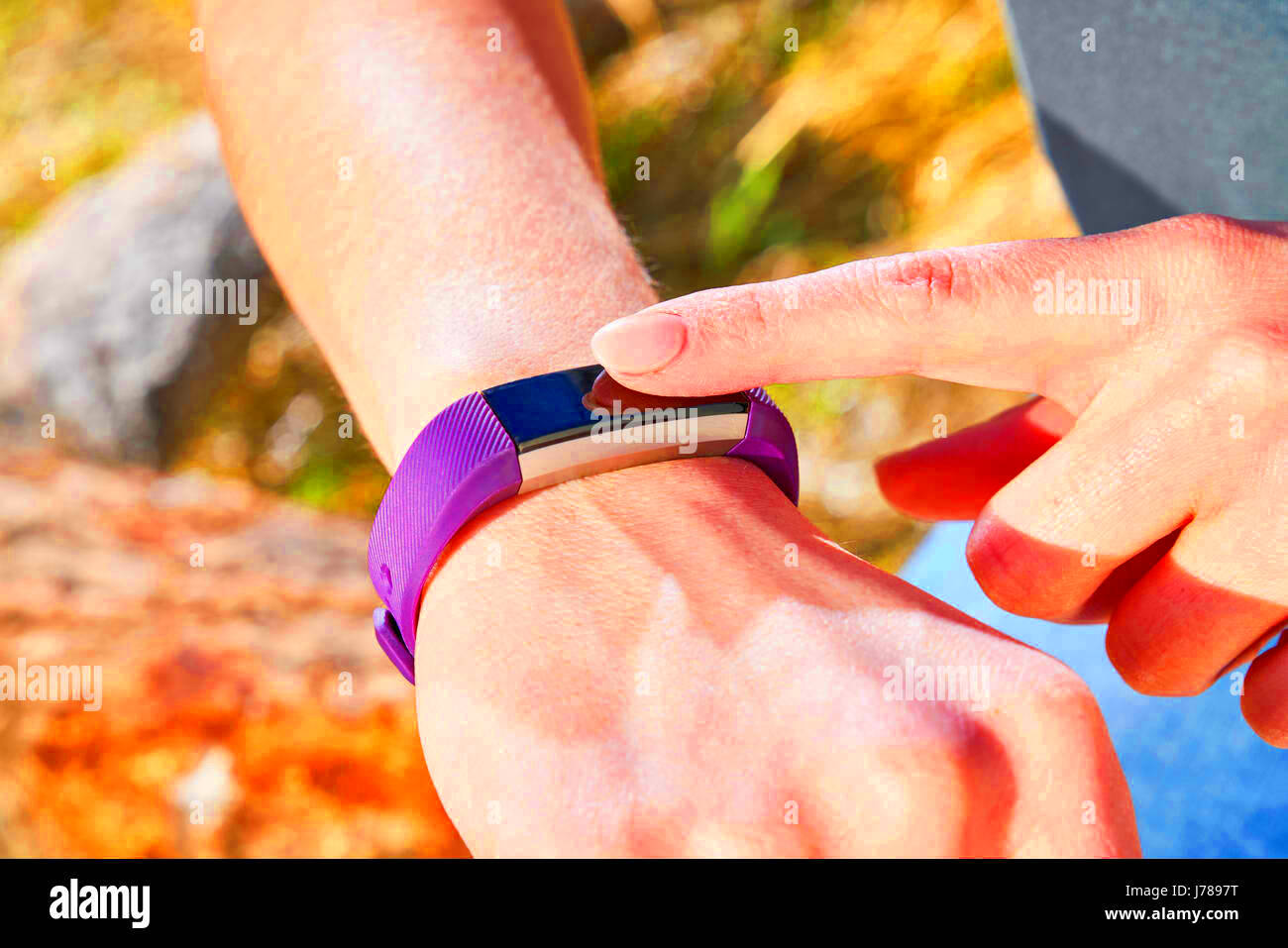 Using activity tracker Stock Photo  Alamy