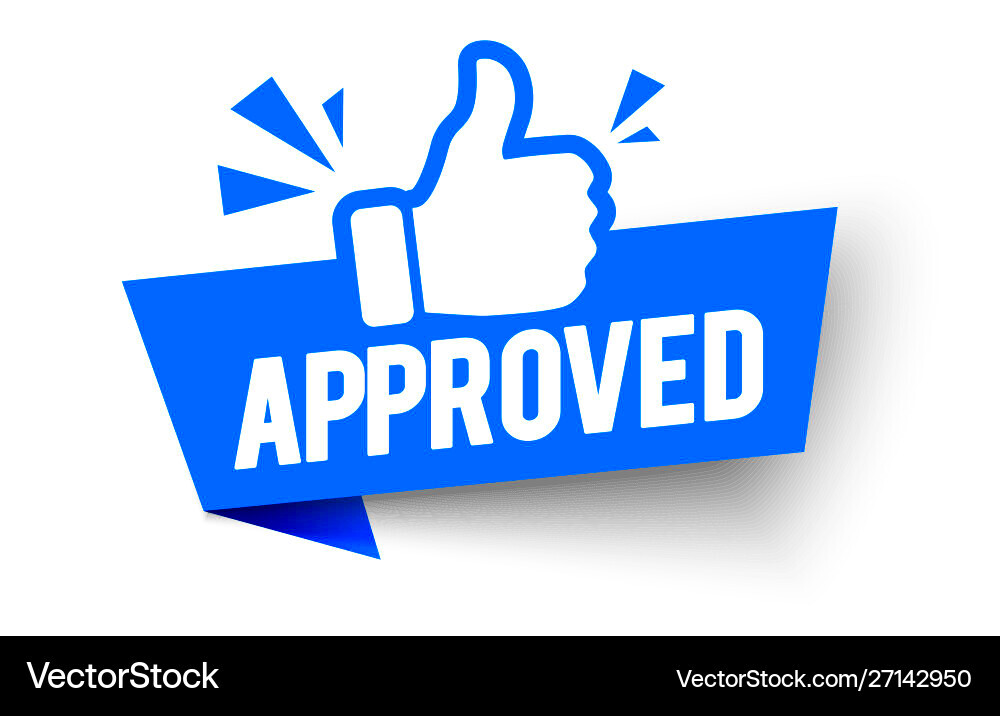 Approved label flag with thumbs up icon Royalty Free Vector