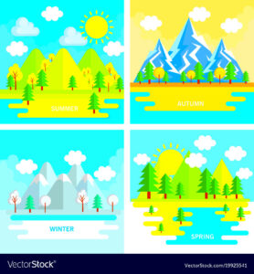 Seasonal weather set landscapes Royalty Free Vector Image