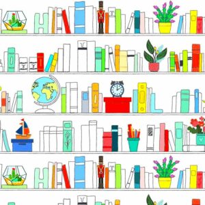 Library Themed Wallpaper  Bookshelf art Wallpaper Book wallpaper