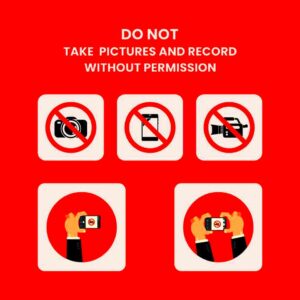 Do not take pictures and record without permission sign and symbol